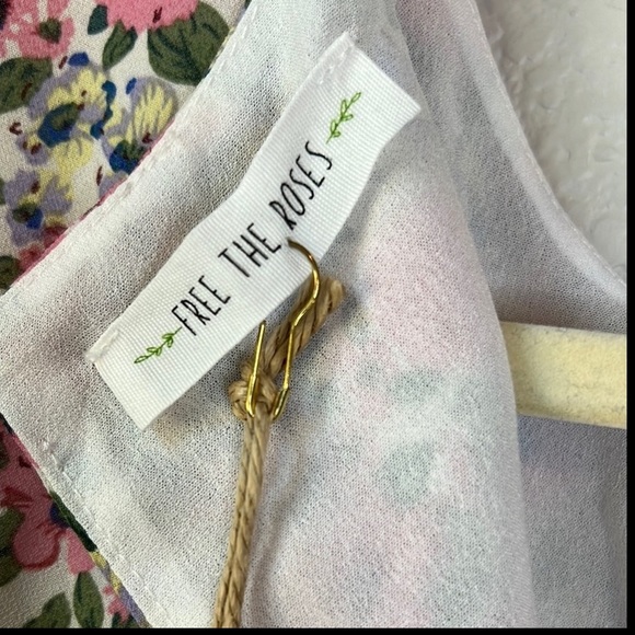 Free The Roses Floral Pink Braided Rope Belt Mini Dress - Picture 6 of 8